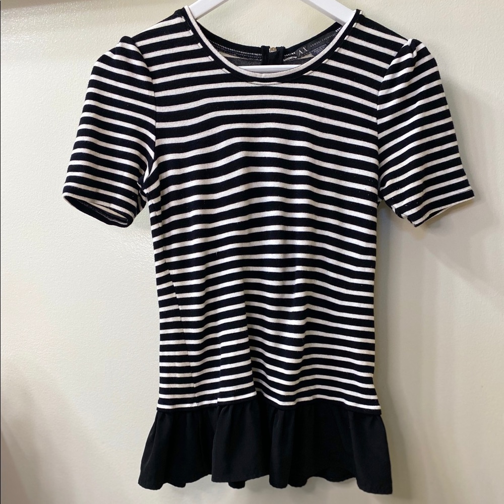 Armani Exchange Black & White Stripe Blouse